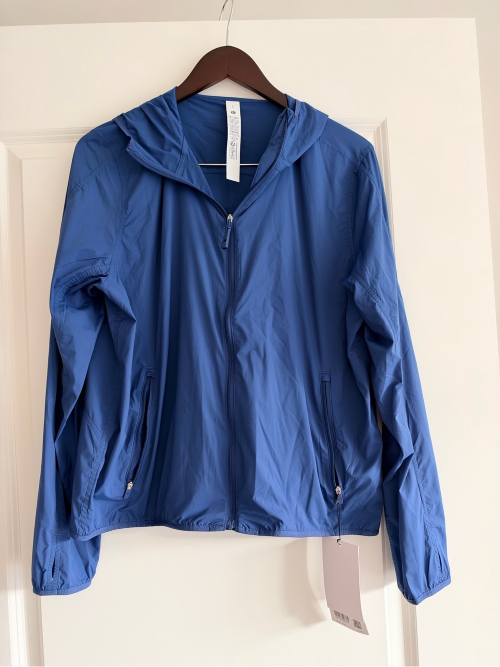 lululemon athletica Lightweight Blue Hooded Windbreaker Jacket